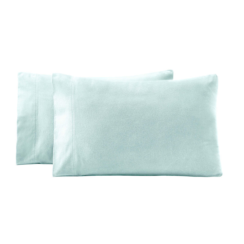 Modern All Season Solid Flannel Cotton Pillowcase, King Pillowcase, Light Blue