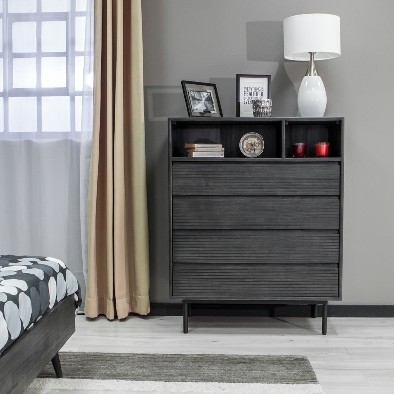 Barcus Solid Wood 95cm W 4 - Drawer Chest of Drawers