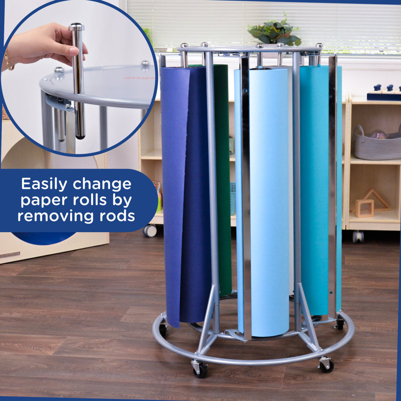 Angeles 5-Roll Steel Mobile Paper Rack with Lockable Casters