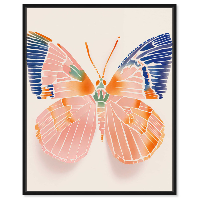 «Butterfly Boho», art mural boho pêche par Art Remedy, Toile tendue, H 30 po x l 24 po
