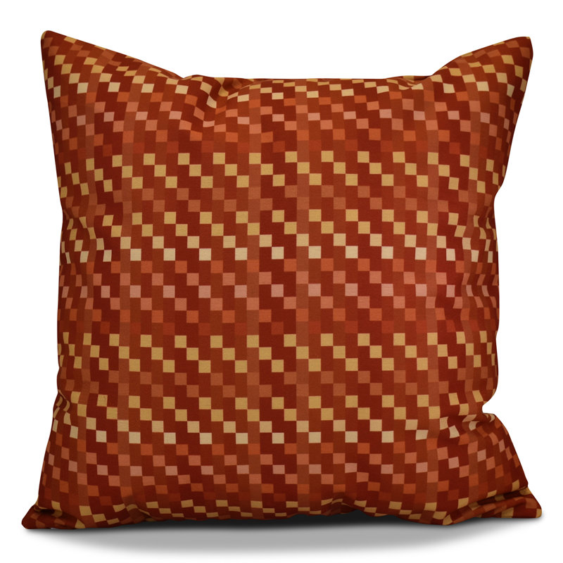 Housse de coussin d'extérieur carrée Flora and Fauna Mad for Plaid, 16 po x 16 po x 6 po, Rouille