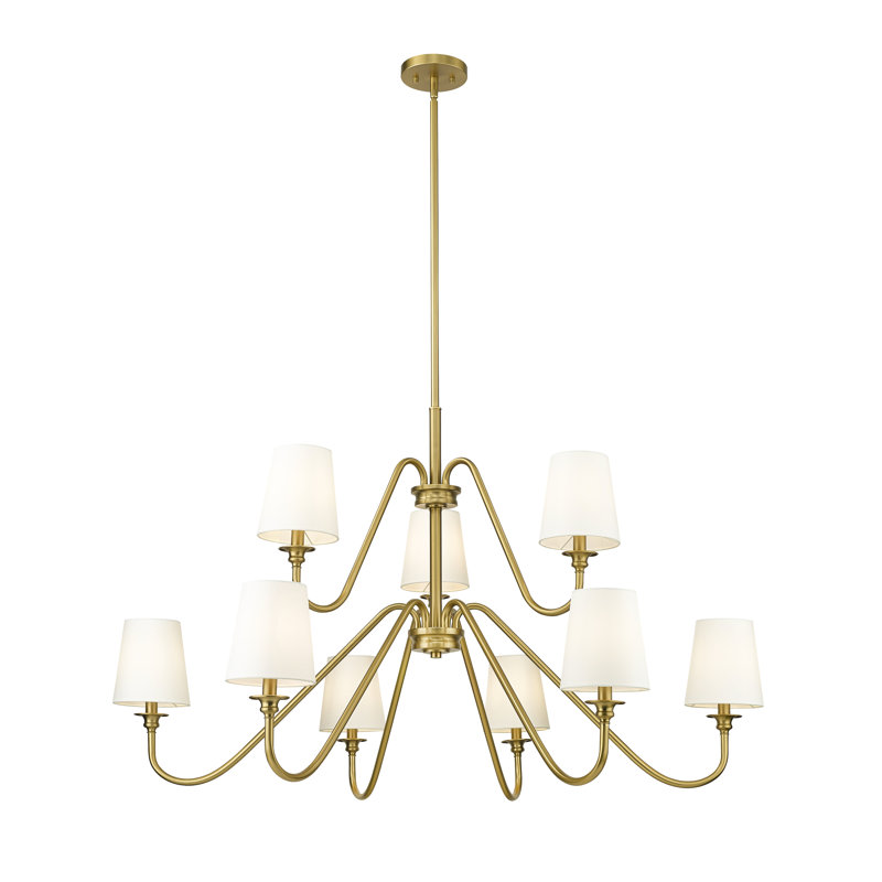 Sujal 9 - Light Steel Dimmable Classic / Traditional Chandelier, Gold, 28.25" H x 46" W x 46" D