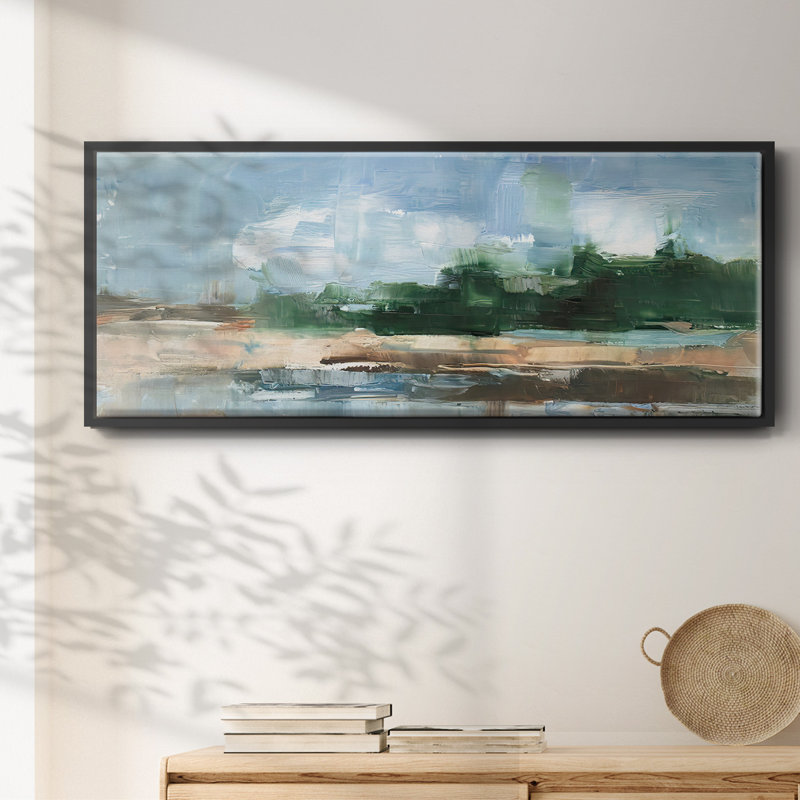 Toile encadrée de qualité supérieure Tropical Shore I - prête à être accrochée, Toile avec cadre flottant noir