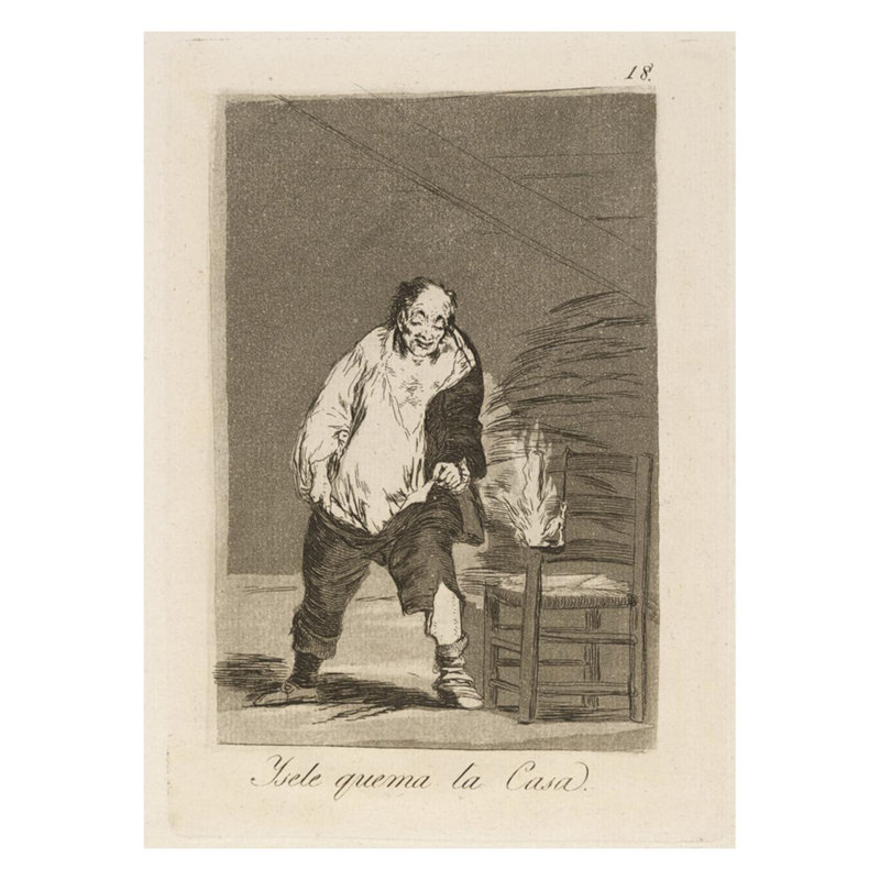 Ysele quema la Casa. (Et sa maison est en feu.) Par Francisco de Goya - Estampe numérique, H 28 po x l 22 po