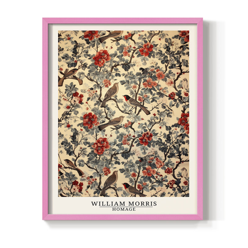 Imprimé encadré en bois massif de la série CCLIX de Wm Morris, H 30 po x l 24 po, Rose