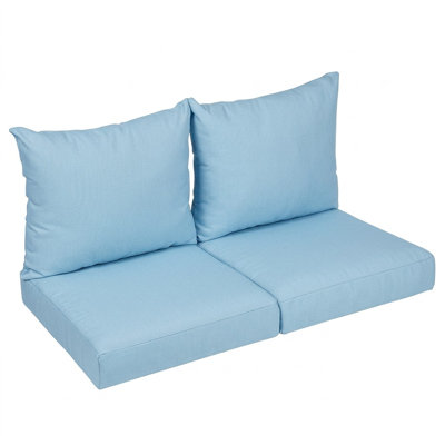 Sunbrella Outdoor Solid Loveseat Pillow and Cushion Set