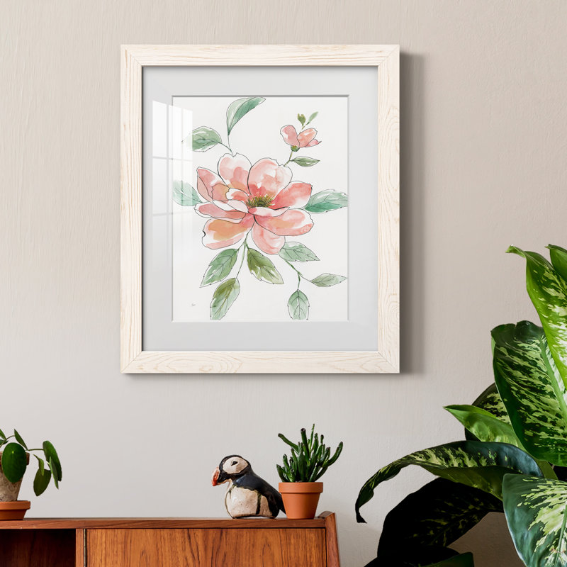 Peony Contour - Peinture encadrée, Blanc, H 20 po x l 17 po x P 1,5 po