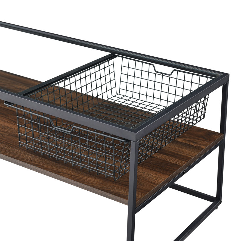 Glass Top Coffee Table, Dark Walnut