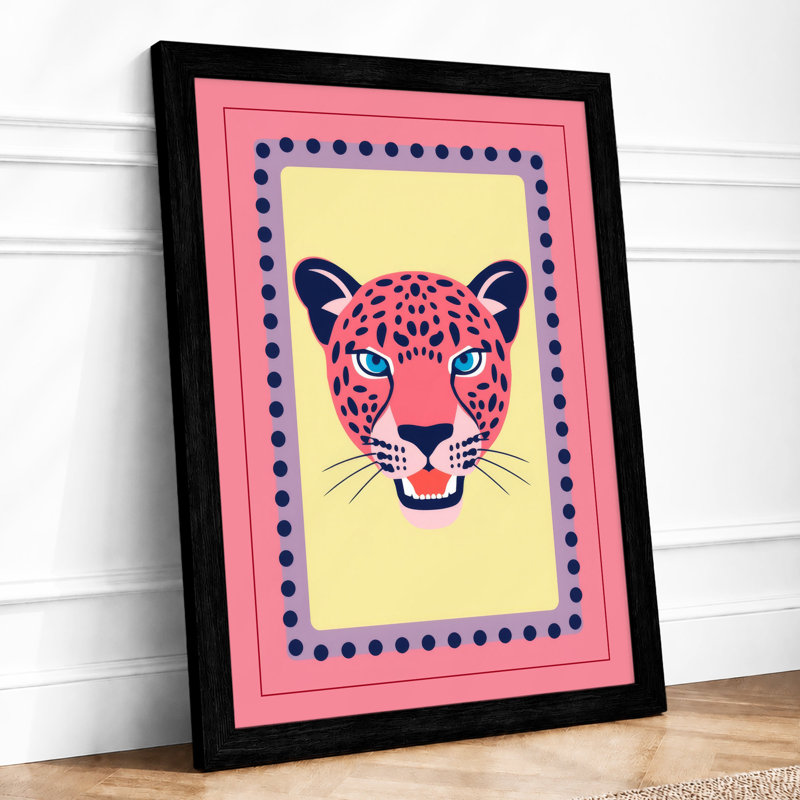 Magenta Wildcat Modern - Framed Print, A2 - 59.4 x 42.0 cm, Black