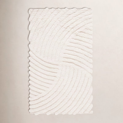 Abriel Ivory Hand-Woven Abstract Wool Rug