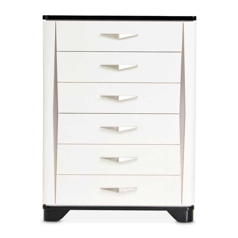 White and Black 6-Drawer Chest with Soft Close Drawers