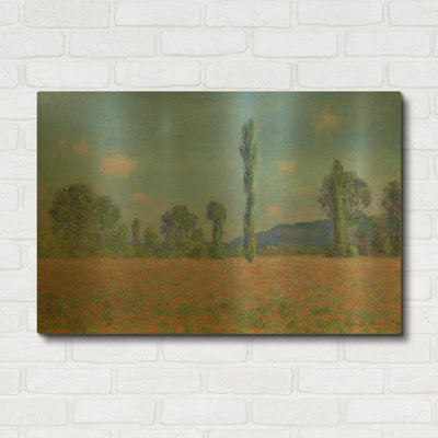 «Poppy Field (Giverny)» par Claude Monet, art mural en métal doré, 36 po x 24 po