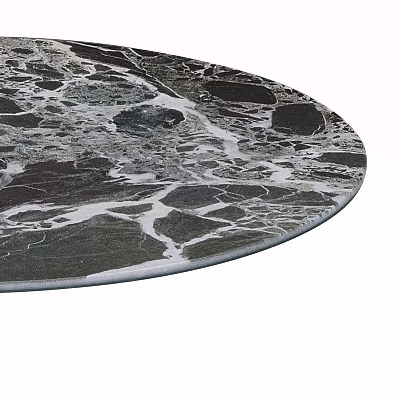 Table de bout l 17,5 po avec plateau texturé en marbre noir, Noir / blanc
