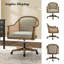 Xaver 50.8cm W Farmhouse Swivel Barrel Task Chair with Rattan Arms-1759116839