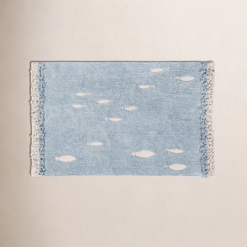 Tapis bleu turquoise touffeté à la main 4 pi x 6 pi 3 po