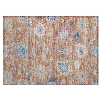 Machine Washable Indoor/Outdoor Chantille ACN1154 Orange Rug