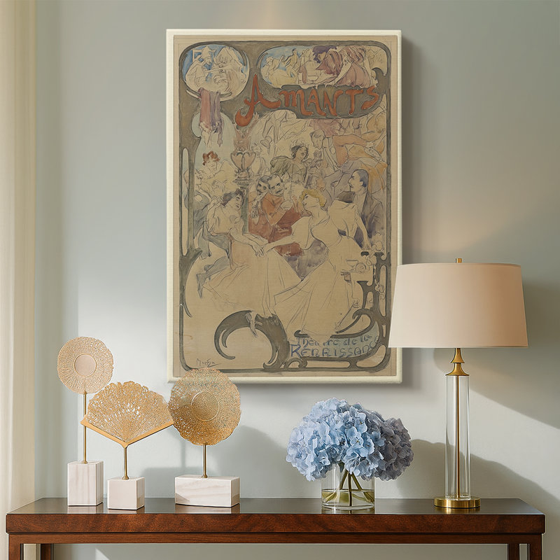 Lovers (Amants) -Galerie sur toile tendue par Alphonse Mucha, 18 x 27