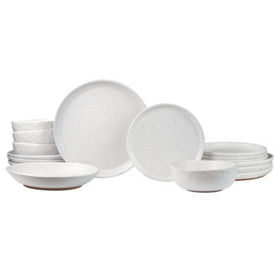 Sango Kaya 16-Piece Casual Stone Dinnerware Set - Service For 4, Plate & Bowl Set
