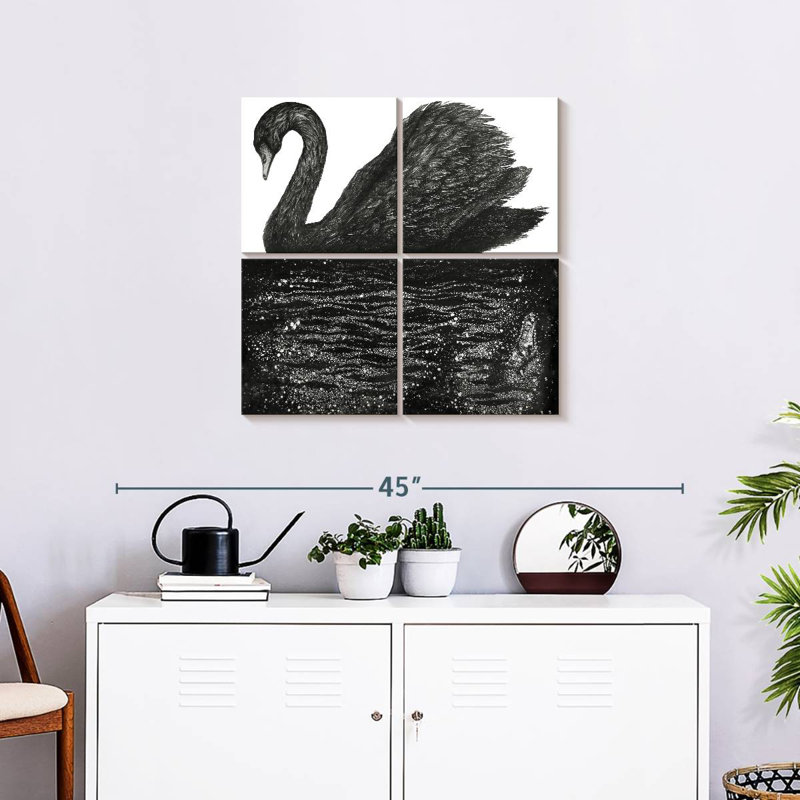 Brampt Black Swan Reflection, 26" H x 26" W