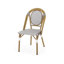 Ensemble de 2 chaises d'extérieur de style bistro français, structure en aluminium blanc et gris avec tissage en rotin