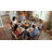 Industrial Round Dining Table with Cross Legs for 4 People, Fixed Kitchen Table with Mesh Storage Shelf, Small Space Round Dining Table-1665879682-1665879683