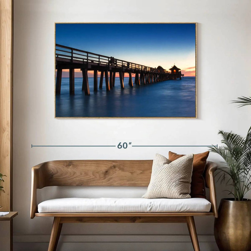 Naples Beach Pier, Cadre flottant en bois naturel, 46 po x 31 po