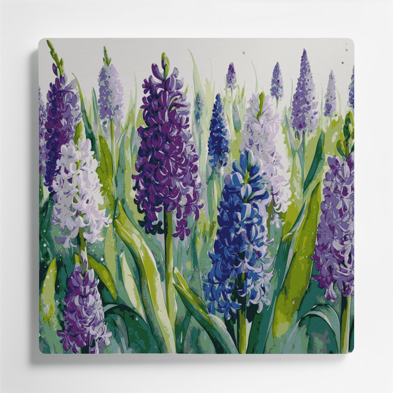 «Botanical Hyacinths», art mural en métal bleu, H 12 po x l 12 po