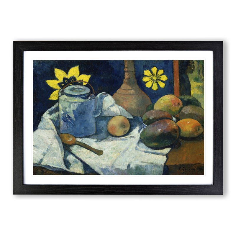 Still Life with Teapot and Fruit by Paul Gauguin - Framed Print, Black Framed, 48cm H x 65cm W x 2cm D