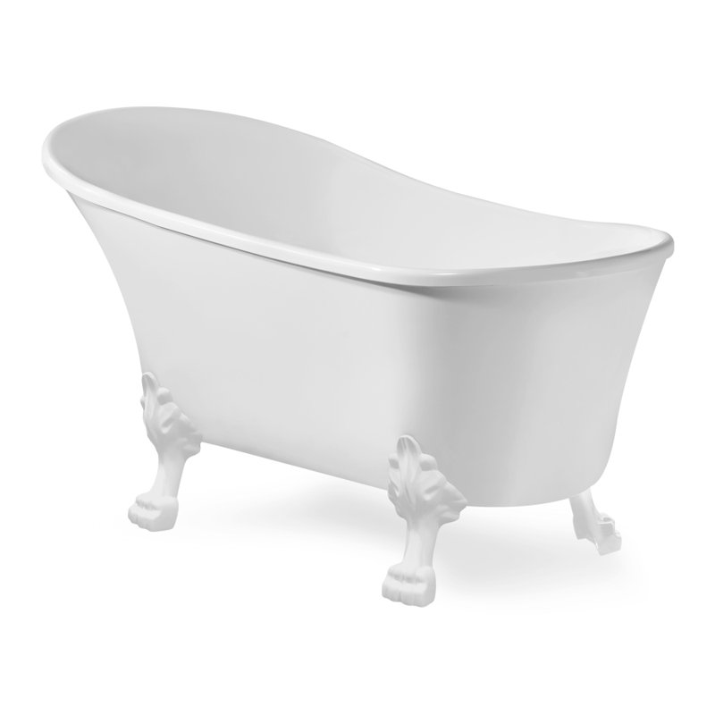 55" Streamline Clawfoot Soaking Acrylic Bathtub, Glossy White, Glossy White