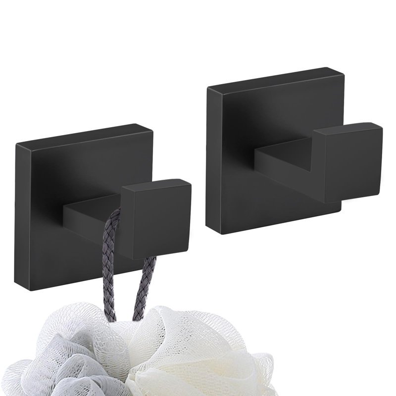 Stainless Steel Wall Mount Towel Hook (set Of 2), Matte Black