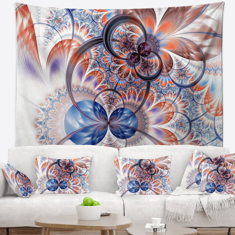 Tapisserie fleur abstraite à fleur symétrique, H 68 po x l 80 po