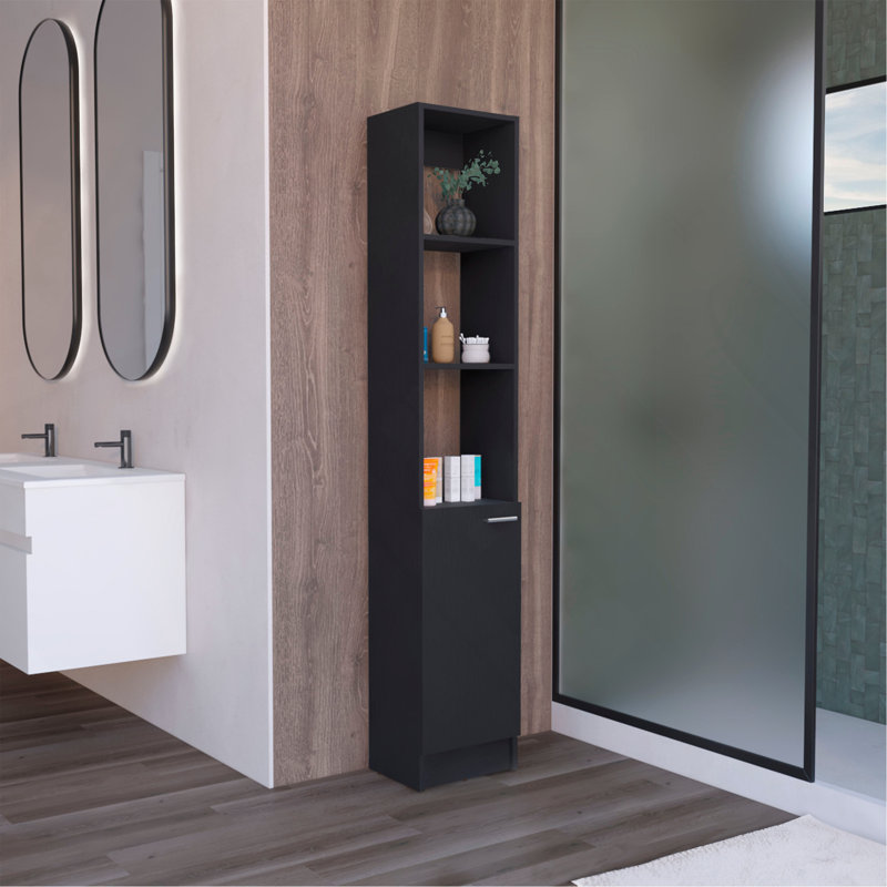 Parks Linen Bathroom Storage Cabinet With One Doors, Tall Bathroom Cabinet With 6 Shelves, For Bathroom, Living Room, Kitchen