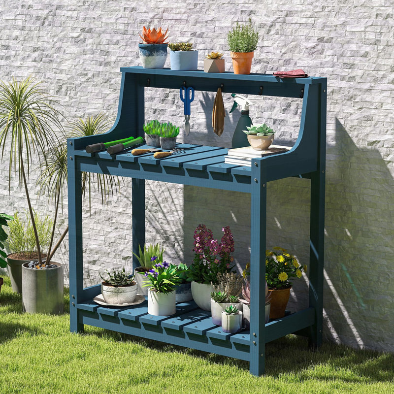 Table de rempotage durable en PEHD avec rangement, pour une utilisation extérieure toutes saisons dans le patio et la cour