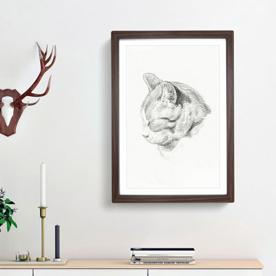 Sketch of a Cat by Jean Bernard - Picture Frame Drawing Print