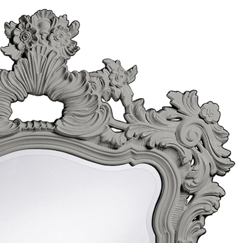 Cilegon Ornate Framed Wall and Vanity Mirror, Nickel