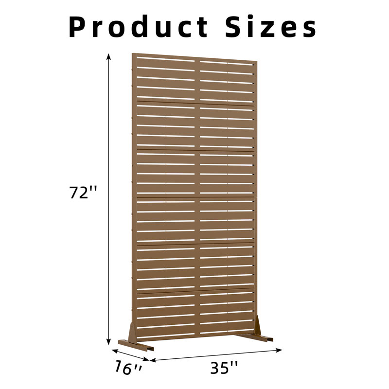 72" Metal Outdoor Privacy Screen, H 72 po x l 35 po x P 16 po, Brun