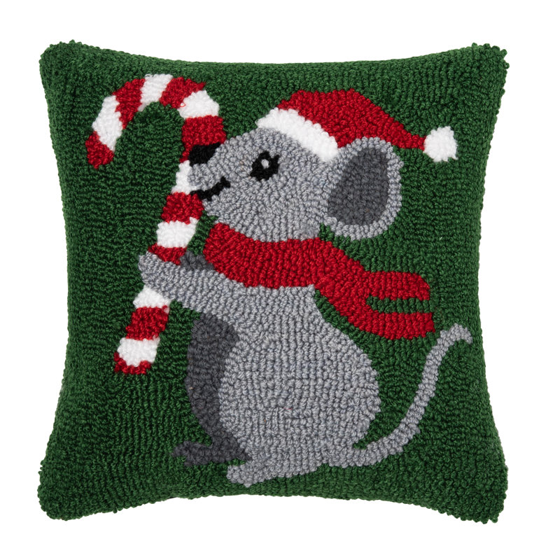 C&F Home Christmas Mouse Hooked Pillow | Wayfair