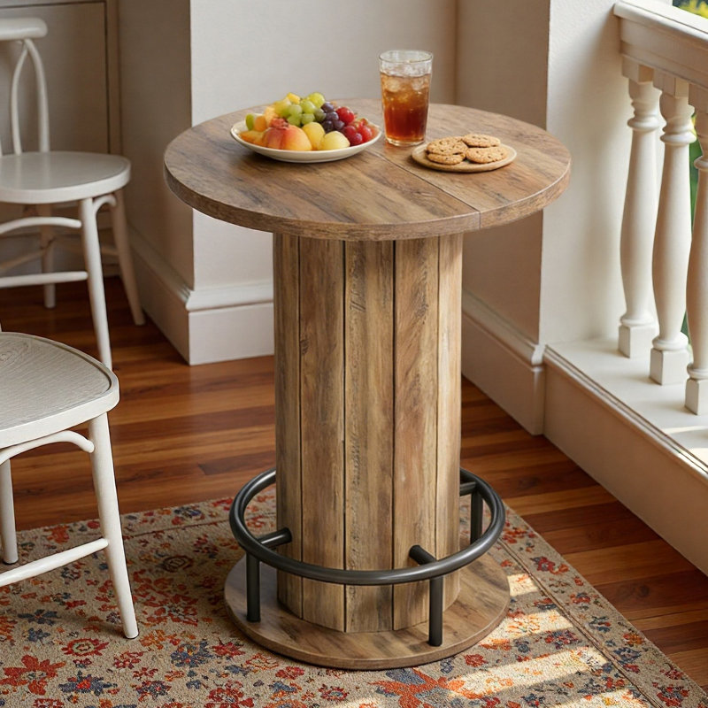 Small Meeting Table,Bar Table,Round Dining Table, Rustic Brown