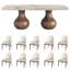 Ensemble de salle à manger moderne pour 8/10/12 personnes, grande table rectangulaire à monter soi-même, plateau en pierre frittée et pied à tréteaux, chaises rembourrées en cuir PU-659907232-660503580-673553118