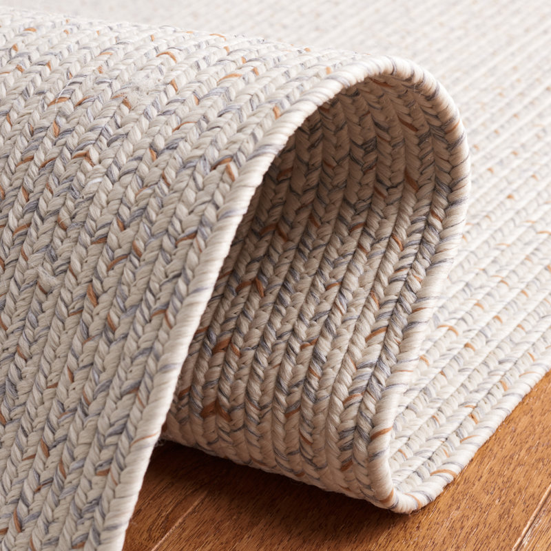 Kar Hand Woven Performance Machine Washable Rug, Round 5', Ivory/Light Gray