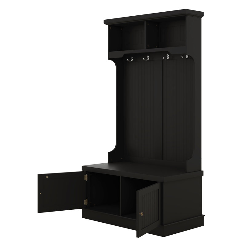 Hall Tree 90.2cm Wide with Bench, Black