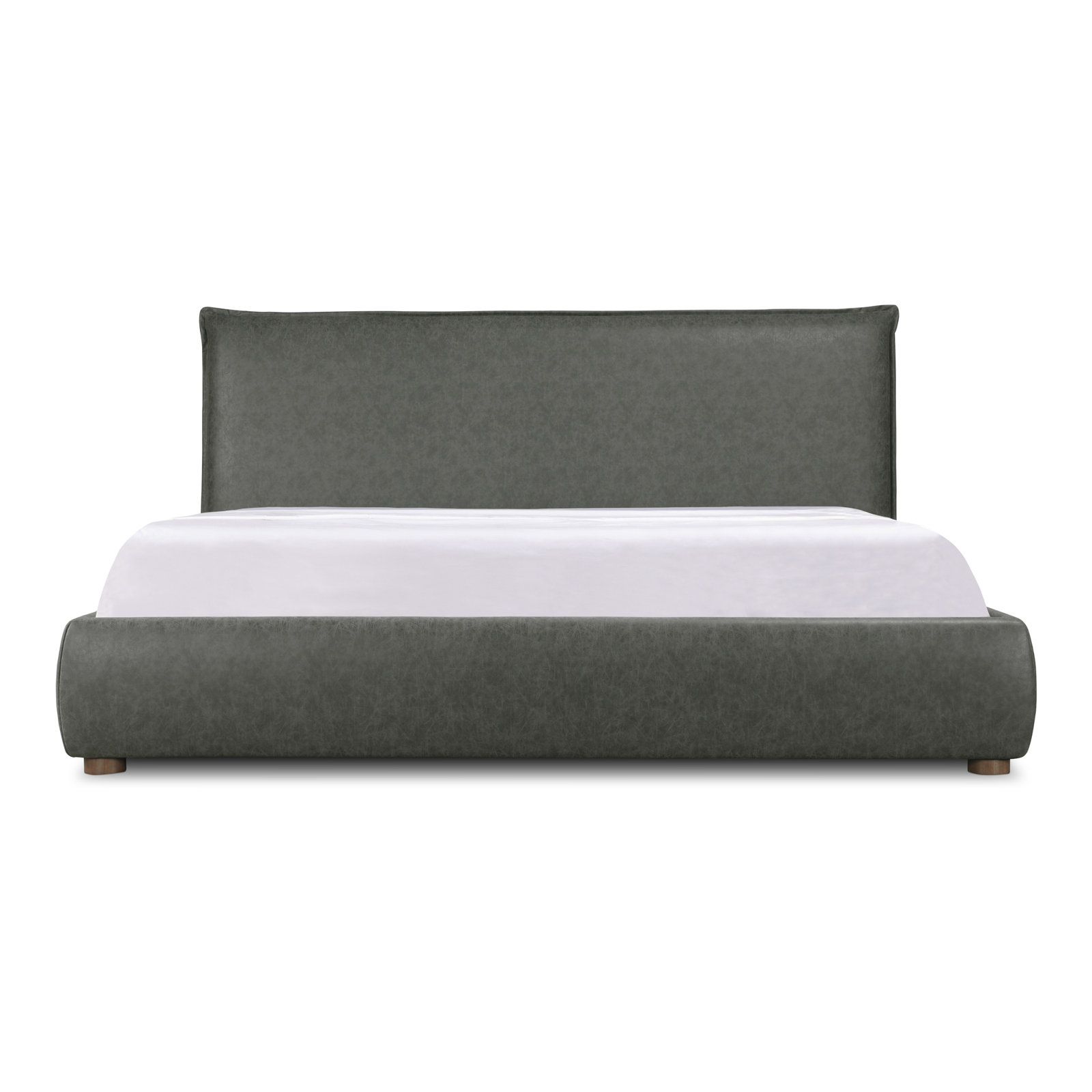 Timothy Upholstered Low Profile Platform Bed, Queen, Dark Grey Faux Leather, 45.5