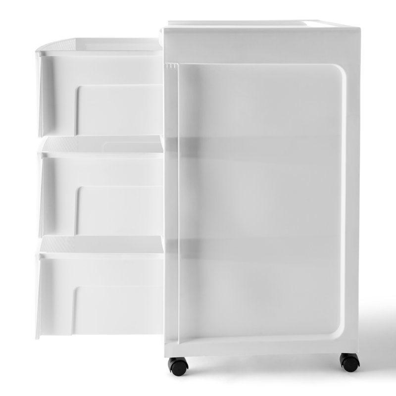 Arctic White Plastic 3-Drawer Rolling Storage Cart