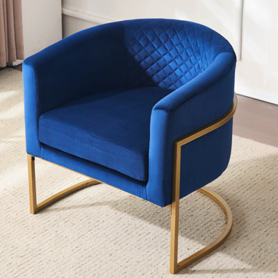 Chaise en velours bleu avec cadre doré pour le salon, - Design moderne, chambre à coucher, patio