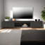 Meuble télé moderne flottant avec rangement mural de 63 po pour meuble télé de 70 po ou moins-121048446