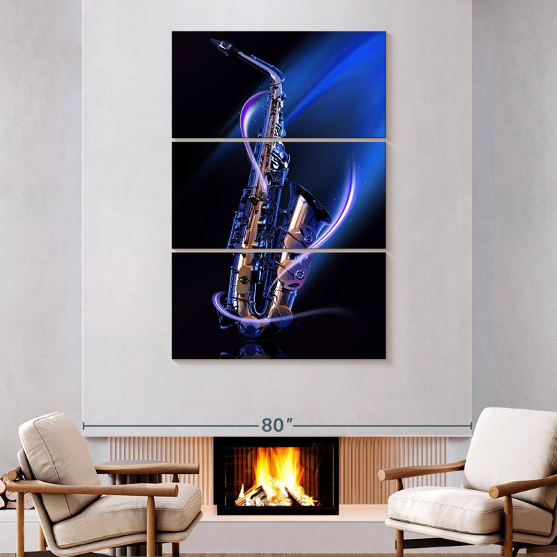 Saxophone lumineux Abarca, H 74 po x l 48 po