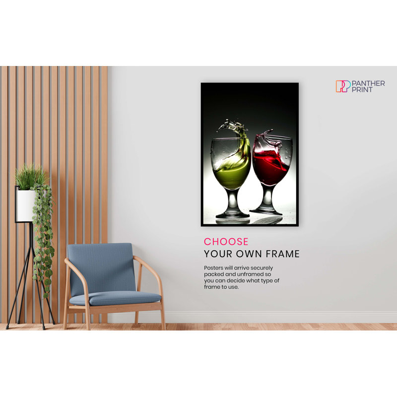 Green And Red Liquor In Wine Glasses - No Frame Print, 76cm H x 51cm W x 1cm D