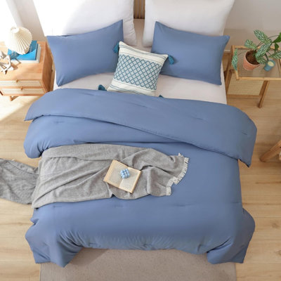California King Comforter Set Slate Blue, 3Pcs (1 Boho Blue Cal King Comforter & 2 Pillowcases) All Season Lightweight Bedding Blanket Quilt