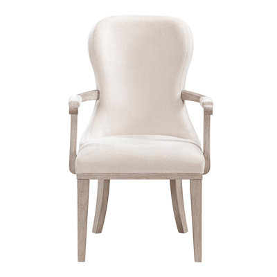 Traditional Elegance Armchairs Set Of 2 Ivory Fabric Upholstery Durable Cushion Seat Back Classic Design Comfort Dining Furniture