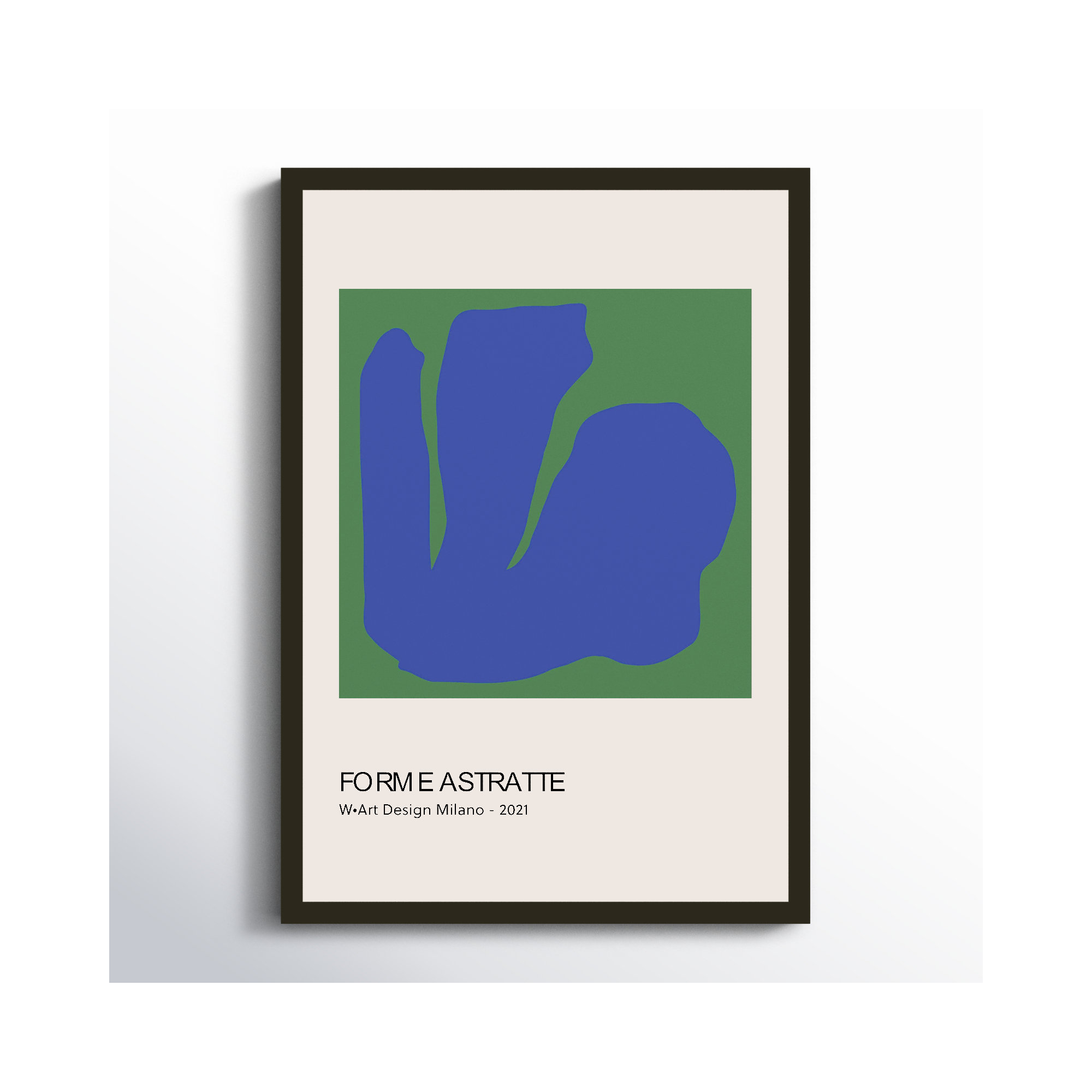 Forme Astratte Blue & Green by Romina Gadler, Black Framed Paper, 20" H x 14" W x 1.25" D